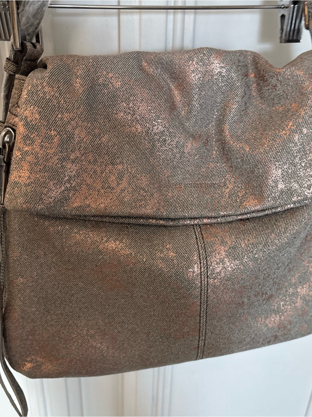 NWT Aimee Kestenberg  Bali Hobo  Bag Purse Satchel Metallic  Pink Canvas Slouchy - Picture 10 of 16